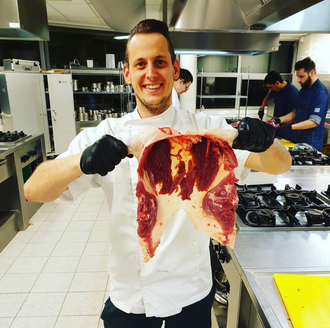Nick tijdens de koksopleiding
