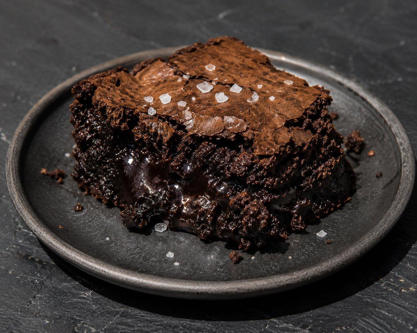 Brownie with fleur de sel and smoked chocolate